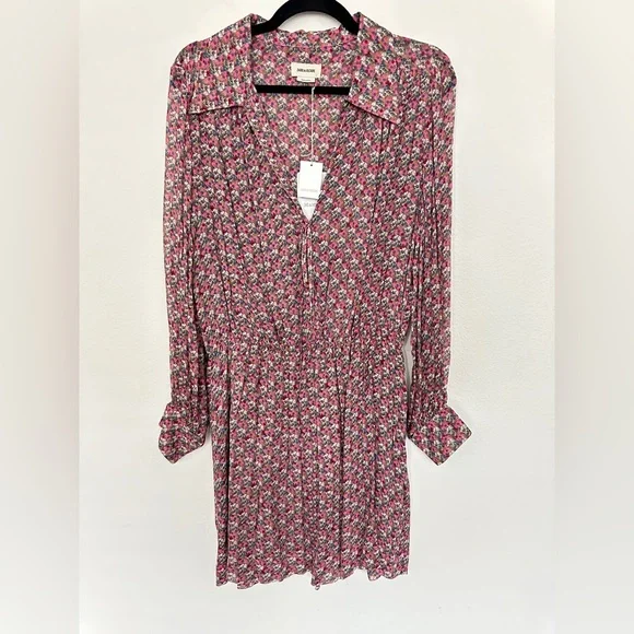 NWT Zadig & Voltaire Rose Skull Dress‎ Large Reevas Mousseline - Picture 3 of 14